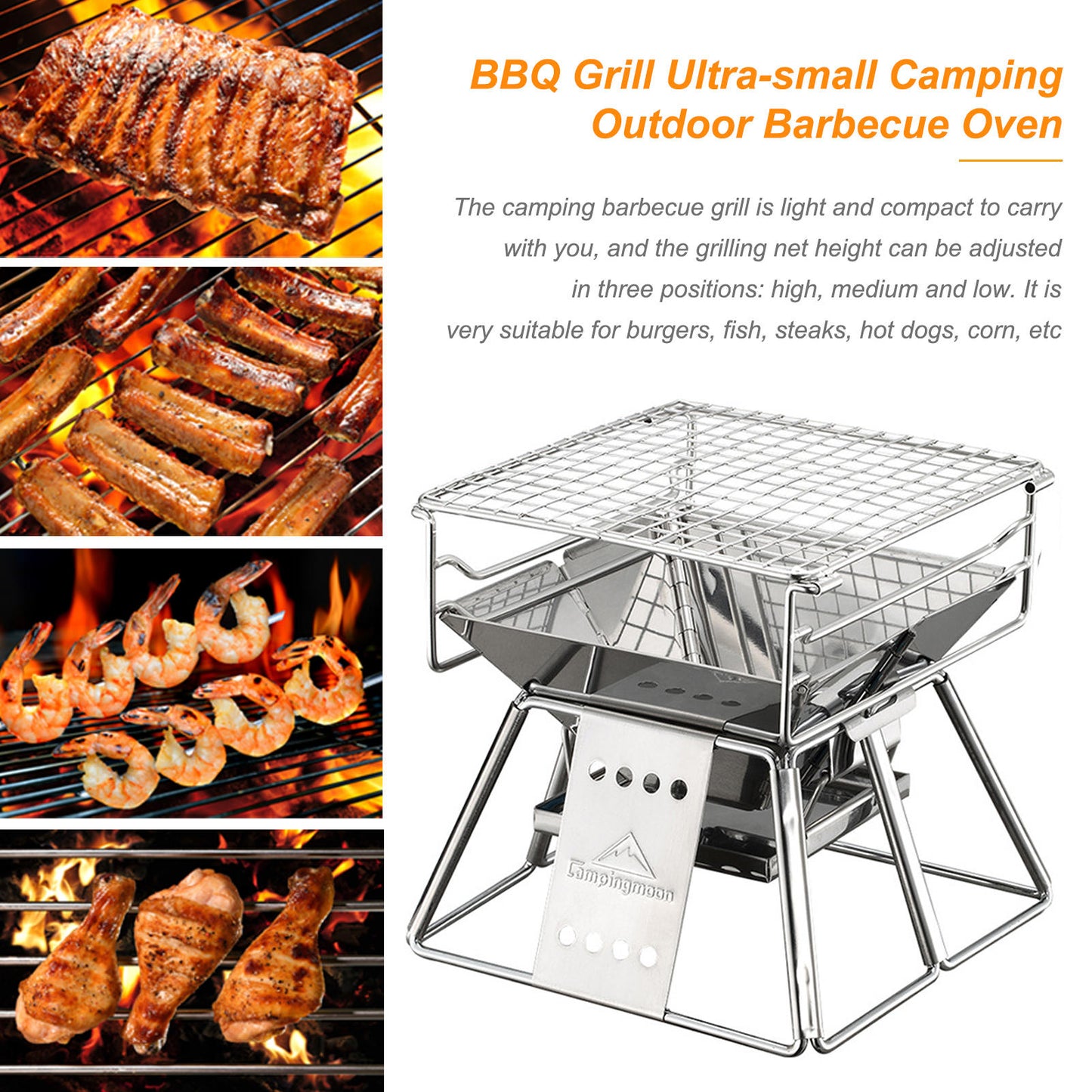 Campingmoon - Stainless steel camping barbecue | to assemble
